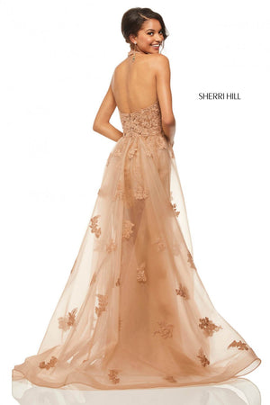 Sherri Hill 52819 prom dress images.  Sherri Hill 52819 is available in these colors: Ivory, Blush, Mocha, Light Blue, Red, Black, Yellow.