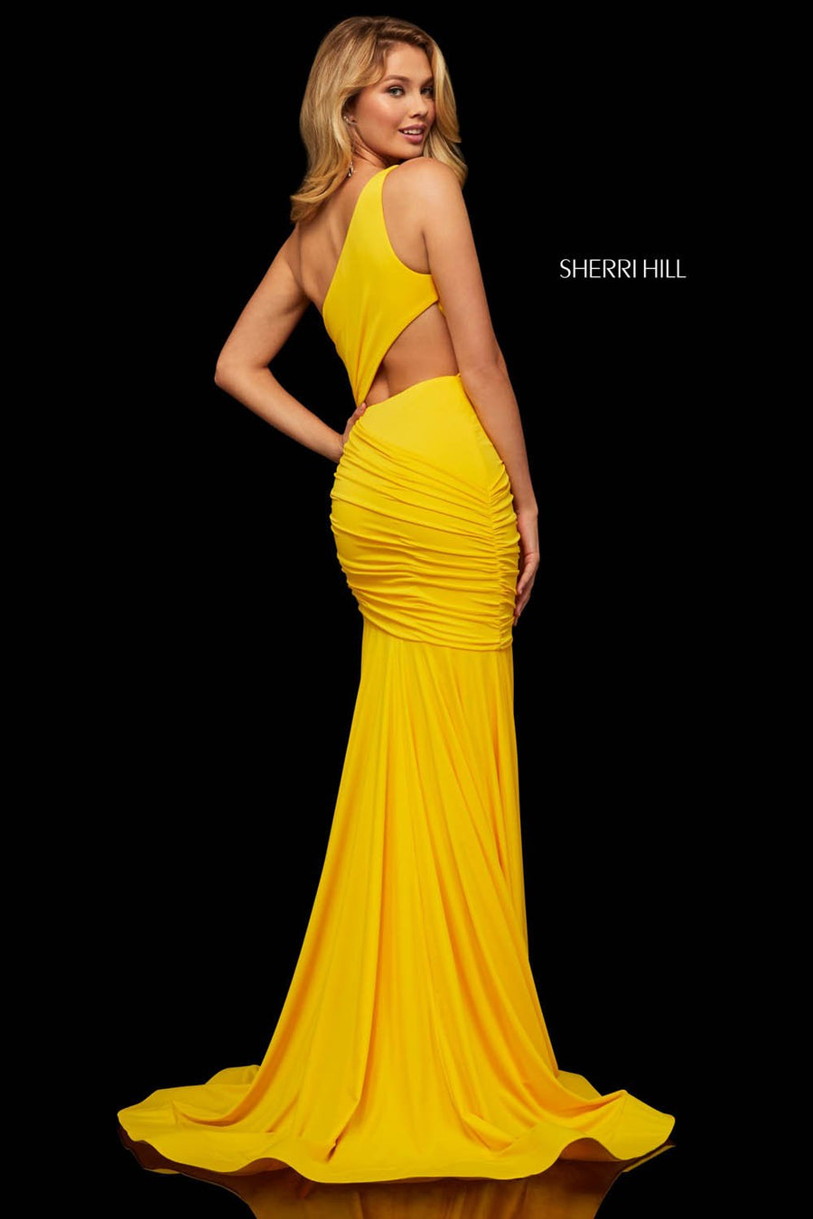 Sherri Hill 52902 prom dress images.  Sherri Hill 52902 is available in these colors: Red, Yellow, Royal.