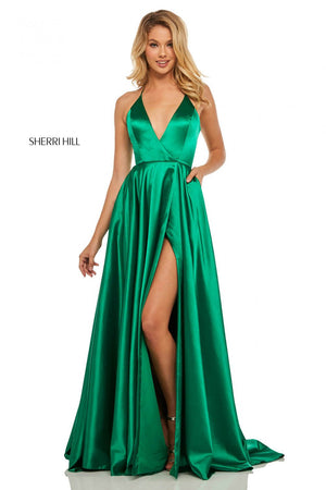 Sherri Hill 52921 prom dress images.  Sherri Hill 52921 is available in these colors: Yellow, Red, Emerald, Blue, Mocha, Teal, Purple, Royal, Rose, Lilac, Navy, Black, Ivory.