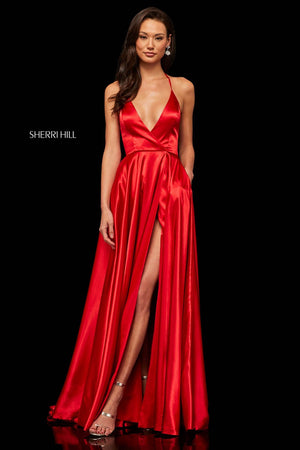 Sherri Hill 52921 prom dress images.  Sherri Hill 52921 is available in these colors: Yellow, Red, Emerald, Blue, Mocha, Teal, Purple, Royal, Rose, Lilac, Navy, Black, Ivory.