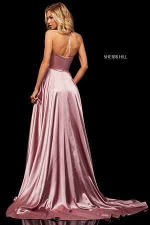 Sherri Hill 52921 prom dress images.  Sherri Hill 52921 is available in these colors: Yellow, Red, Emerald, Blue, Mocha, Teal, Purple, Royal, Rose, Lilac, Navy, Black, Ivory.