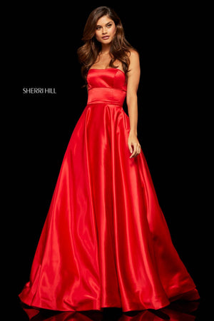 Sherri Hill 52924 prom dress images.  Sherri Hill 52924 is available in these colors: Fuchsia, Lilac, Light Blue, Yellow, Ivory, Emerald, Rose, Red, Mocha, Royal.