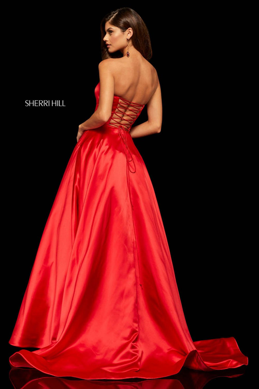 Sherri Hill 52924 prom dress images.  Sherri Hill 52924 is available in these colors: Fuchsia, Lilac, Light Blue, Yellow, Ivory, Emerald, Rose, Red, Mocha, Royal.